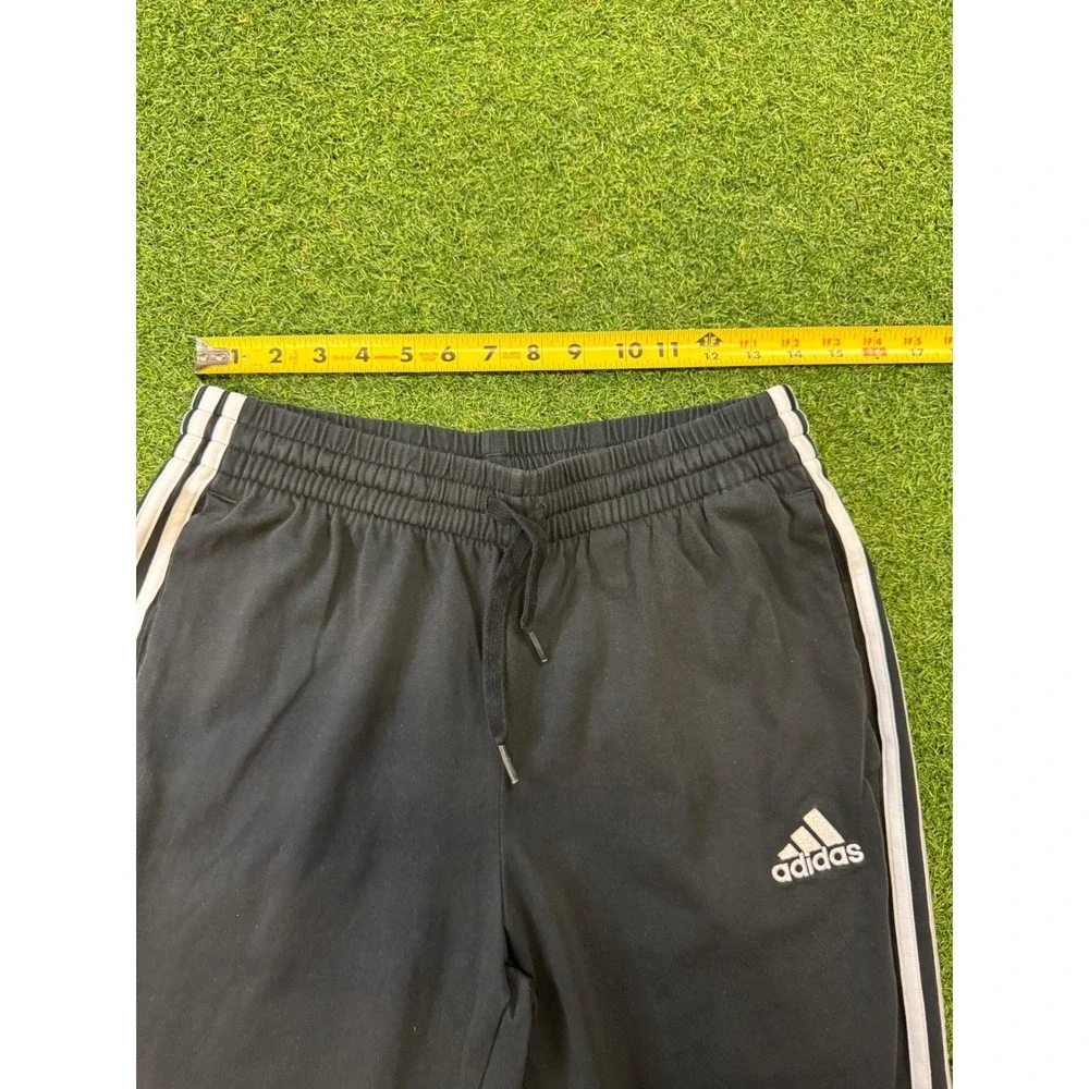 Adidas Mens Black White 3 Stripe Tapered Track Pants Size Medium M Sportswear‎